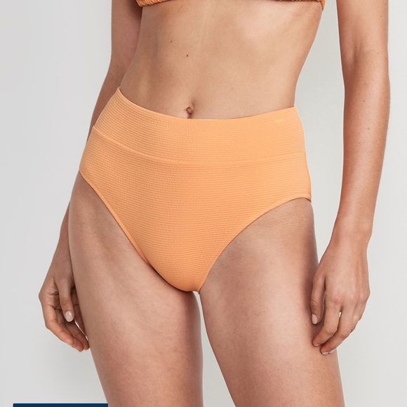 2 Pairs Set Old Navy Women's High-Waisted Pucker Bikini Swim Bottoms XXL Orange - Picture 15 of 16